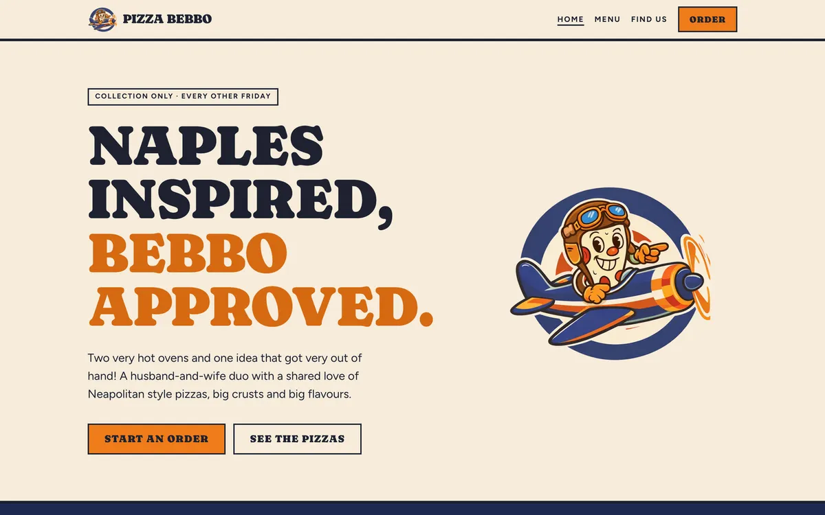 Pizza Bebbo homepage